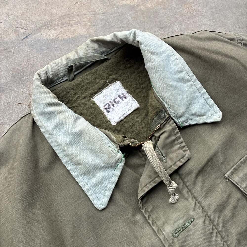 Vintage US Navy A-2 Deck Jacket 1970s Military Olive Green Large - Picture 3 of 4